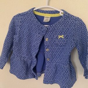 Carter's Blue Floral Cardigan with Yellow Accent